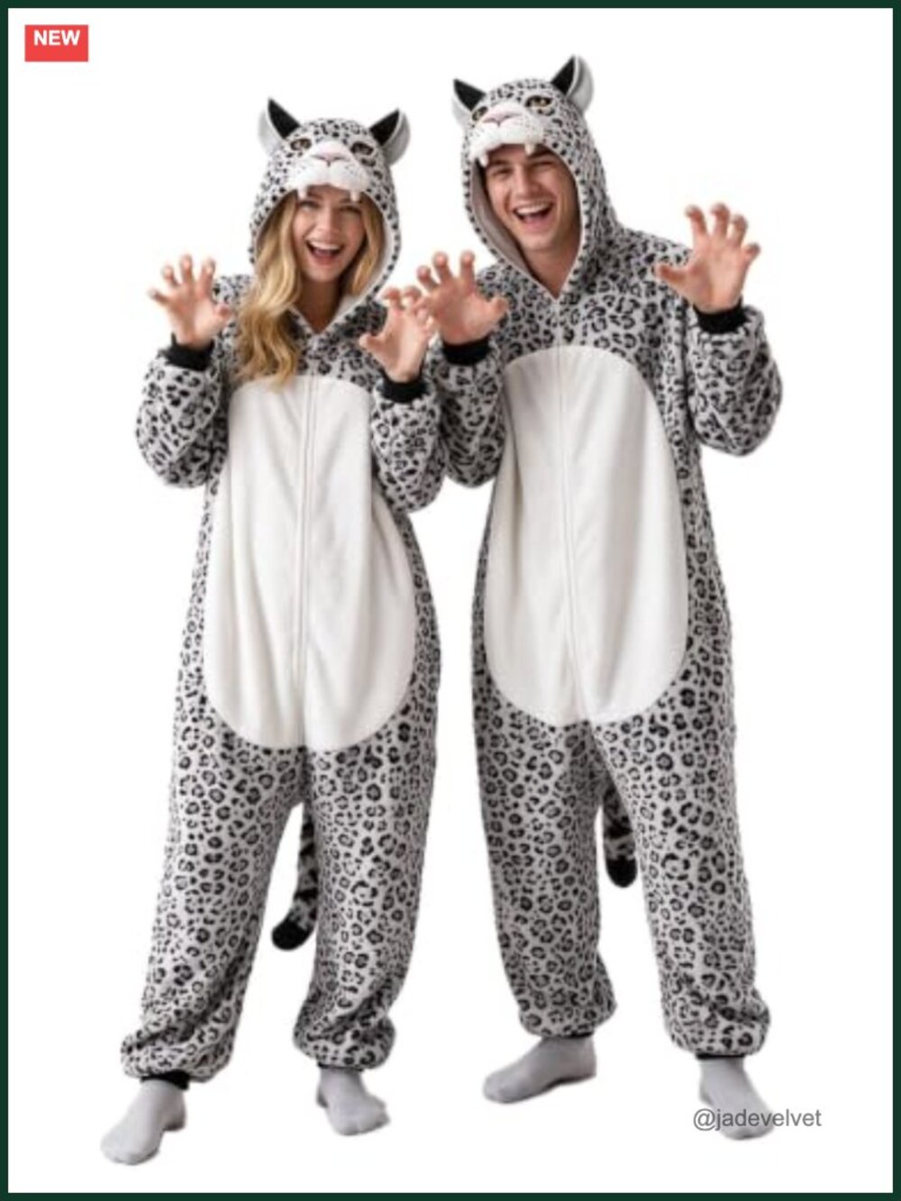 Snow Leopard Onesie Pajama Costume Flannel Hooded Adult